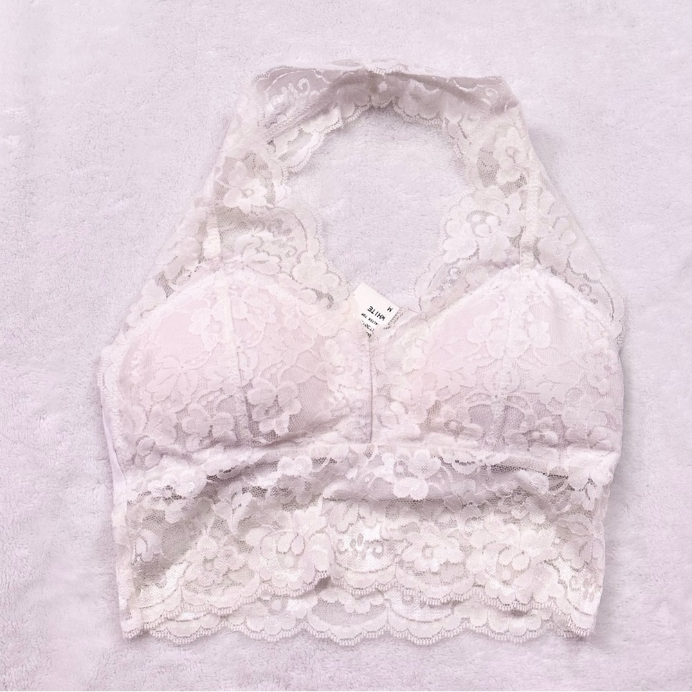 Bozzolo White Lace Halter Top Bralette Size M